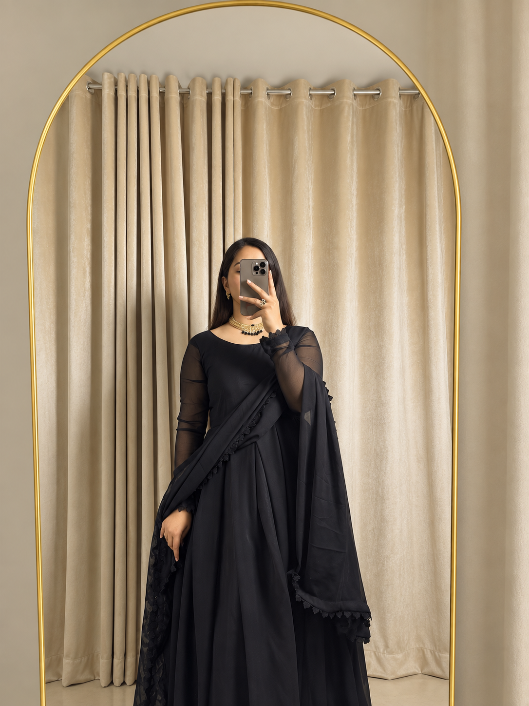 Noir Élan — Black Chiffon Maxi
