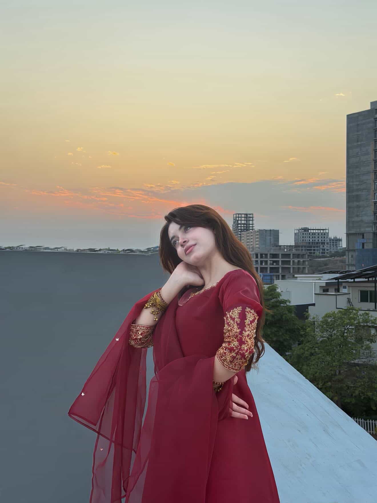 Red Rose - Zardozi Embroidered Silk Anarkali in Maroon by SEHZA