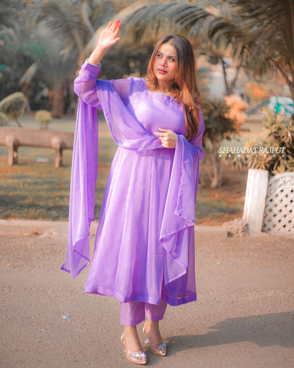 Cinderella - Glamorous 3-Piece Kataan Silk Suit in Purple by SEHZA