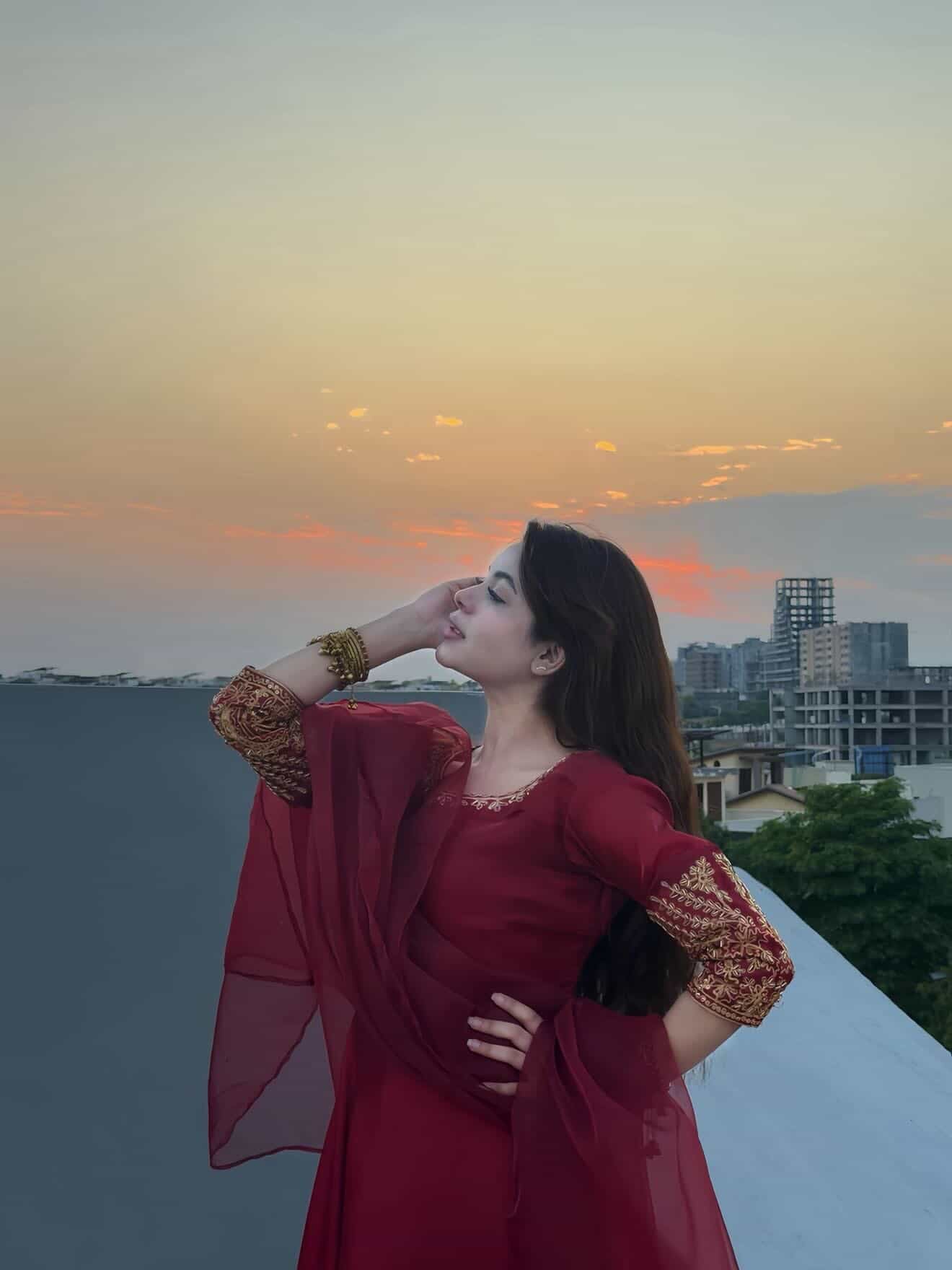 Red Rose - Zardozi Embroidered Silk Anarkali in Maroon by SEHZA