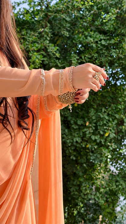 Peach Glow Chiffon Saree