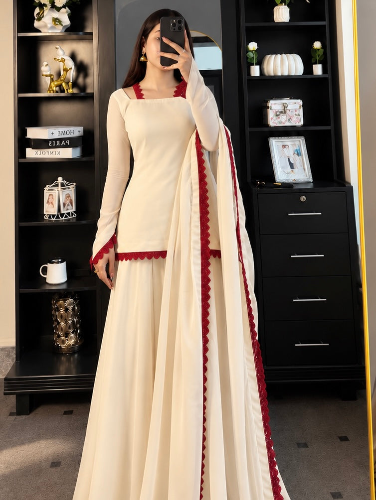 Ivory Elegance – Scarlet Lace 3-Piece
