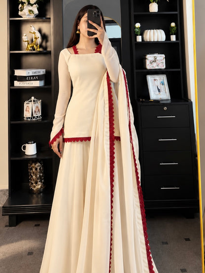Ivory Elegance – Scarlet Lace 3-Piece