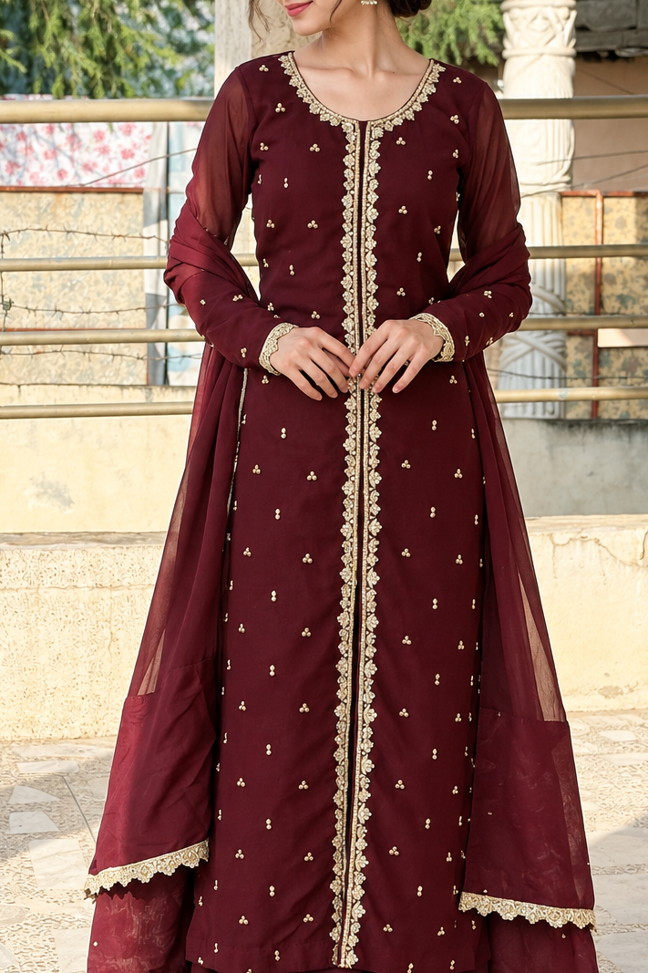 Rang e Ishq Embellished Open-Front Suit