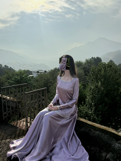 Silver Mist Embellished Anarkali Dress