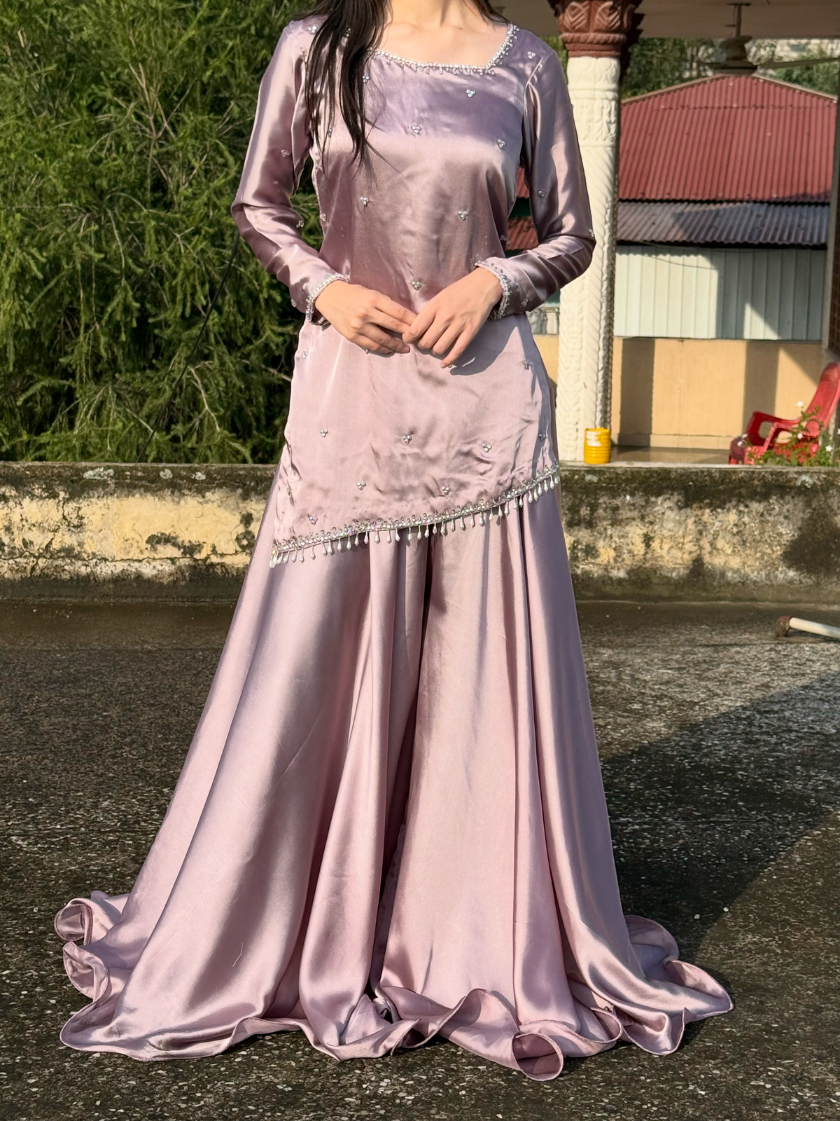 Silver Mist Embellished Anarkali Dress