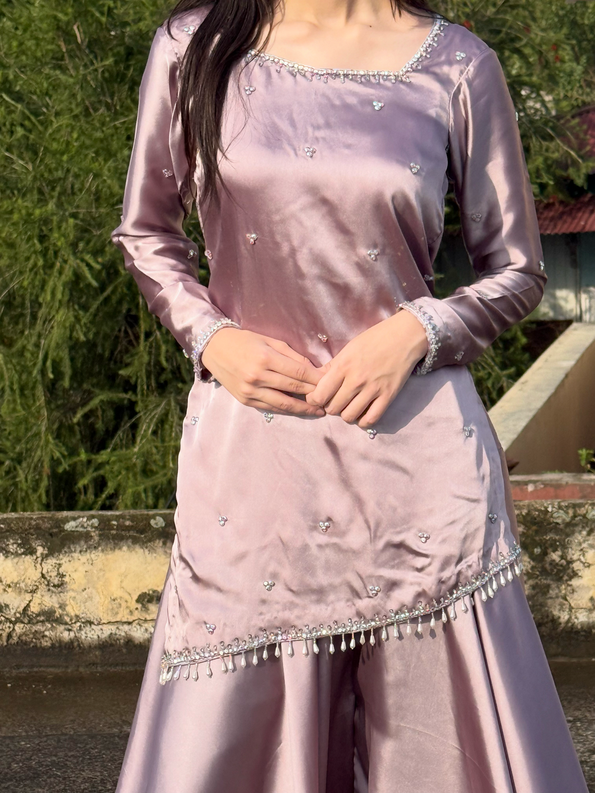 Silver Mist Embellished Anarkali Dress