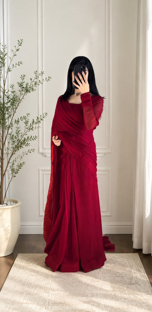 Ruby Drape  -  Premium Chiffon Saree