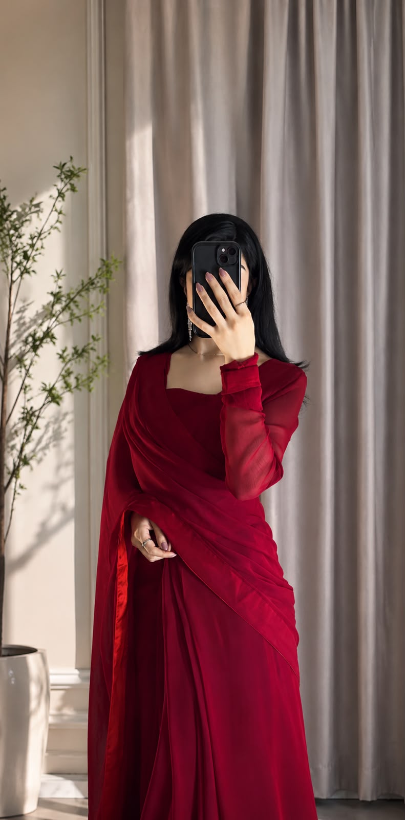 Ruby Drape  -  Premium Chiffon Saree