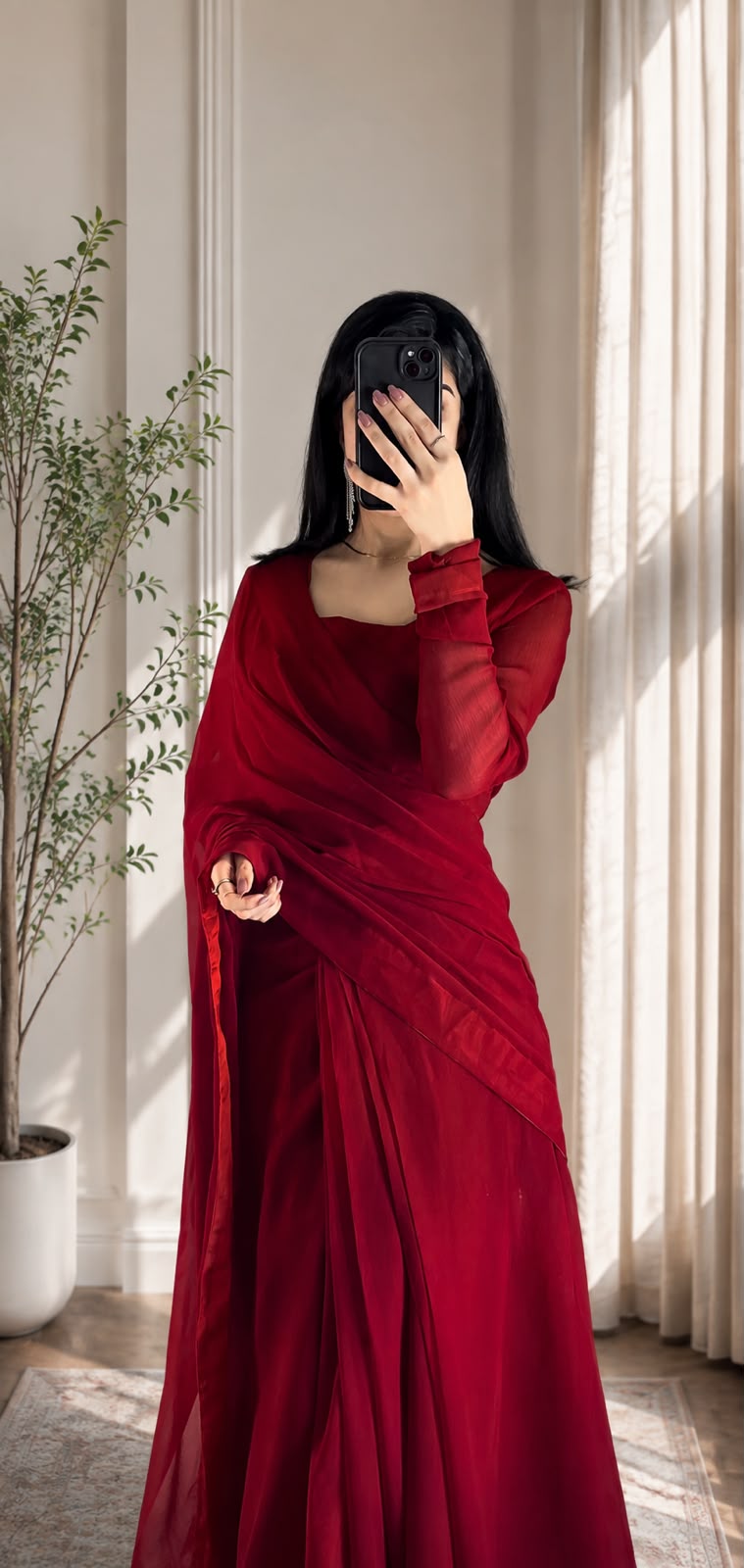 Ruby Drape  -  Premium Chiffon Saree