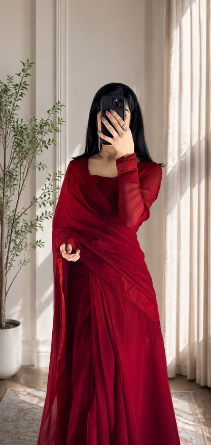 Ruby Drape  -  Premium Chiffon Saree