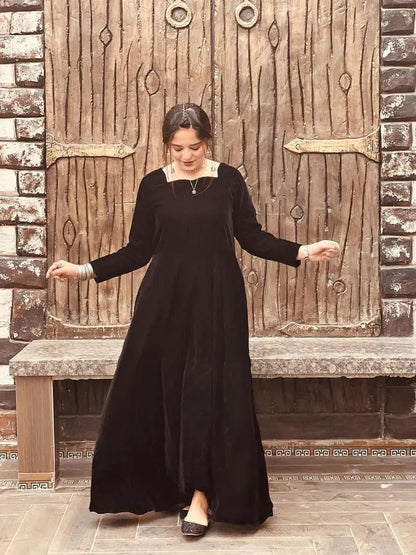 Zoya - Quiet Luxury Velvet Maxi Dress in Black by SEHZA