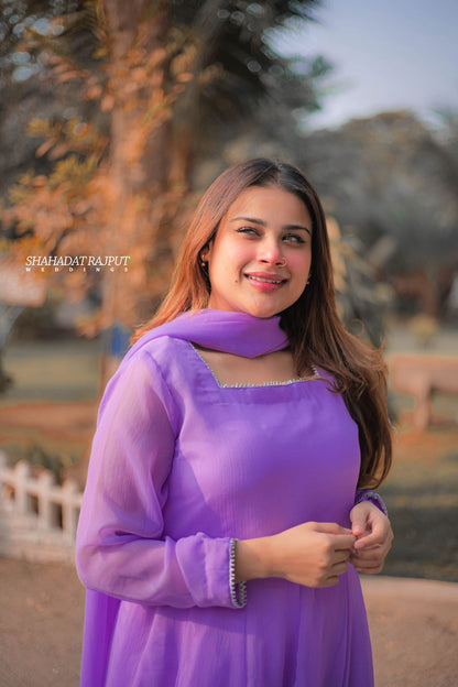 Cinderella - Glamorous 3-Piece Kataan Silk Suit in Purple by SEHZA