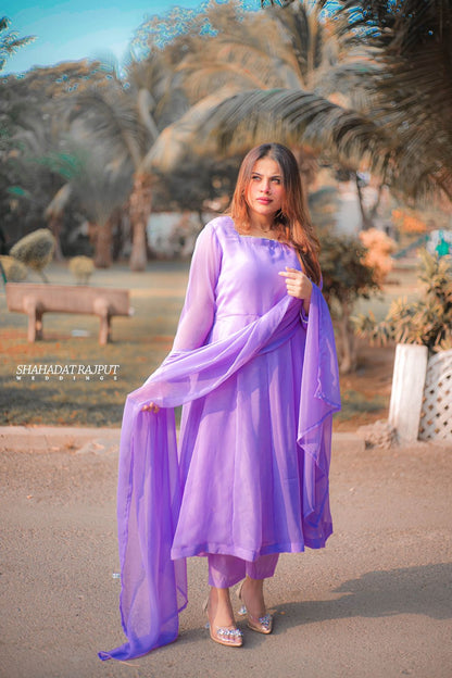 Cinderella - Glamorous 3-Piece Kataan Silk Suit in Purple by SEHZA