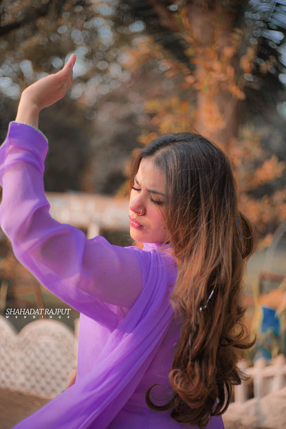 Cinderella - Glamorous 3-Piece Kataan Silk Suit in Purple by SEHZA