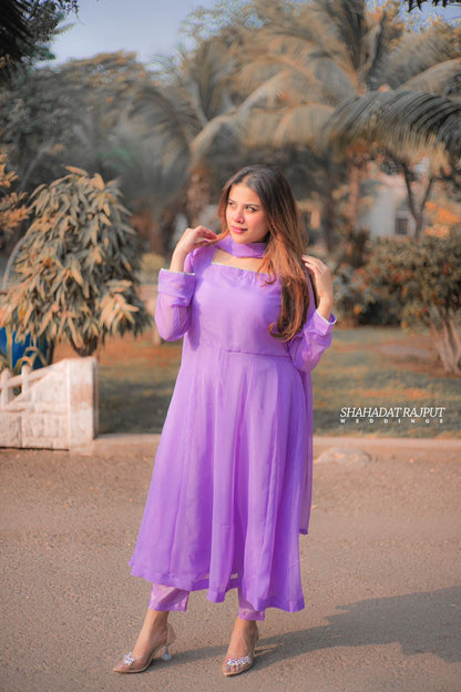 Cinderella - Glamorous 3-Piece Kataan Silk Suit in Purple by SEHZA